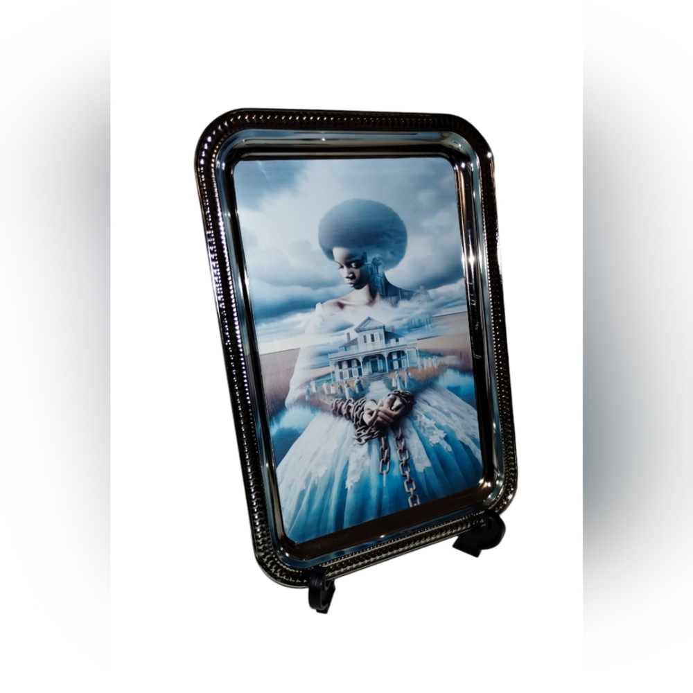 Custom Made 11x7 Stainless Steel Black History Trinket Rolling Tray